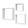 Kit 3 Mensole Cubo da Parete in Legno 30x30 27x27 24x24 cm colore Bianco
