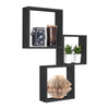 Kit 3 Mensole Cubo da Parete in Legno 30x30 27x27 24x24 cm colore Nero