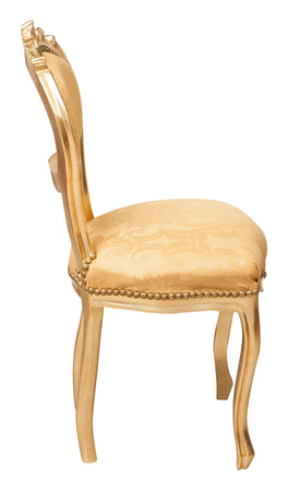 Biscottini Sedia stile francese Luigi XVI in legno massello di faggio ORO/ORO