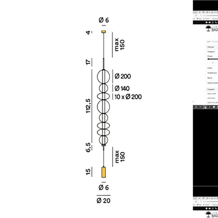 Piantana terra soffitto led dimmerabile Perenz BUBBLES 8165 TR LC 3700LM 3000K altezza regolabile contrappeso