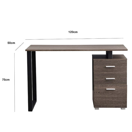 Scrivania in Legno con Cassettiera integrata Porta Pc Computer 120x50cm Quercia Scuro