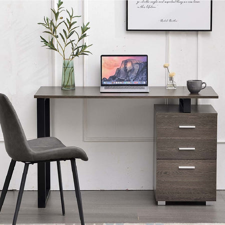 Scrivania in Legno con Cassettiera integrata Porta Pc Computer 120x50cm Quercia Scuro