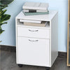 Cassettiera Ufficio Scrivania Legno MDF 1 Cassetto 1 Anta 4 Ruote 40x35x60cm Bianco