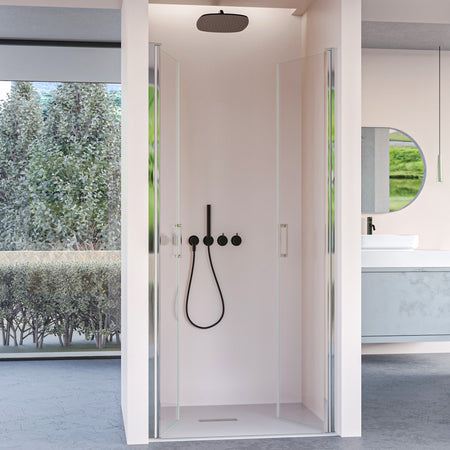Porta doccia con due ante saloon in cristallo trasparente H195 6mm DOBLA