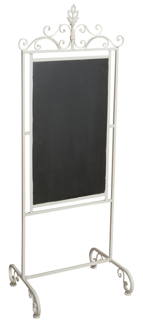 Biscottini Lavagna da terra in ferro battuto. Finitura bianco antico L52XPR40XH133 cm