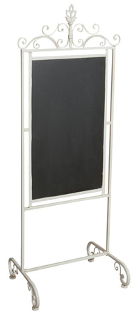 Biscottini Lavagna da terra in ferro battuto. Finitura bianco antico L52XPR40XH133 cm