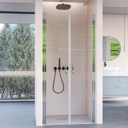 Porta doccia con due ante saloon in cristallo trasparente H195 6mm DOBLA