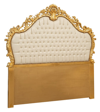 Biscottini Biscottini Testiera Letto 172x7x170 Faggio Ecopelle Foglia Oro Stile Classico