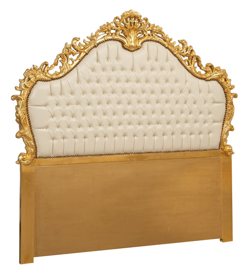 Biscottini Biscottini Testiera Letto 172x7x170 Faggio Ecopelle Foglia Oro Stile Classico