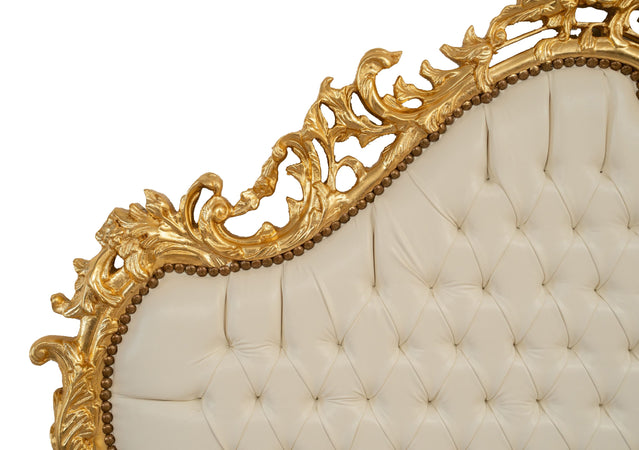 Biscottini Biscottini Testiera Letto 172x7x170 Faggio Ecopelle Foglia Oro Stile Classico