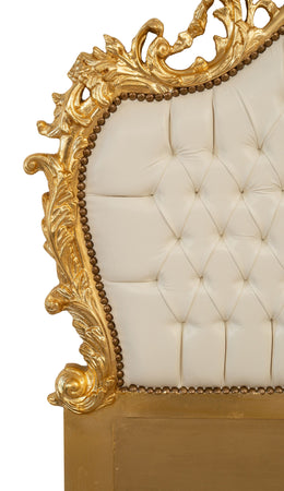 Biscottini Biscottini Testiera Letto 172x7x170 Faggio Ecopelle Foglia Oro Stile Classico