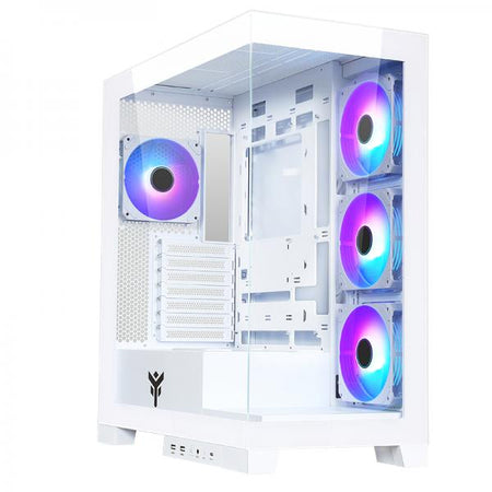 Case SHOWBUI 45W - Gaming Tower- ATX- 4x12cm ARGB fan- 2xUSB3- Type-C- Side & Front Panel Temp Glass- White Edition
