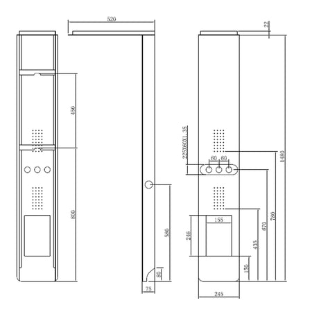 Pannello idromassaggio bianco con mensola A7118 Karag