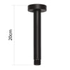 Braccio doccia a soffitto nero da 20cm tondo