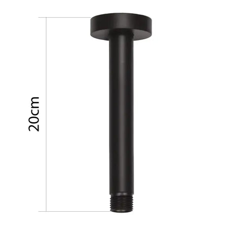 Braccio doccia a soffitto nero da 20cm tondo