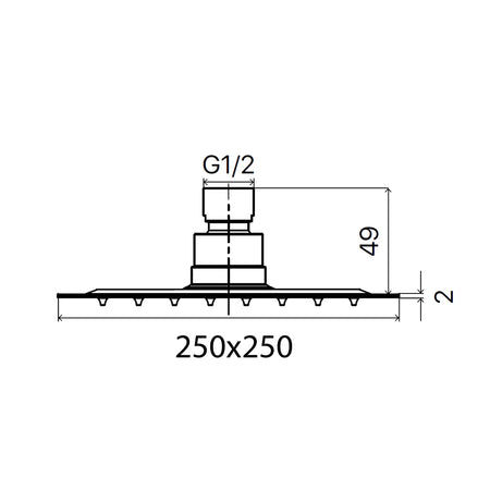 Soffione doccia quadrato 20x20 25x25 in acciaio inox Nero Opaco
