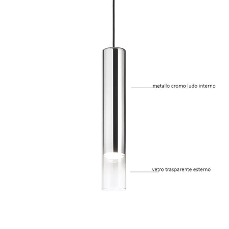 Lampadario moderno Ideal Lux LOOK SP1 D06 194806 GU10 LED cilindro vetro trasparente