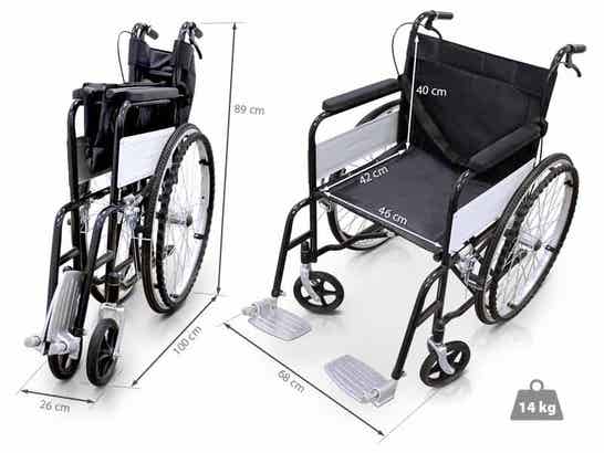 Sedia a rotelle pieghevole in acciaio BASIC