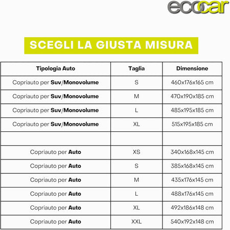 Ecocar - Telo Copriauto da Esterno Per SUV / Monovolume