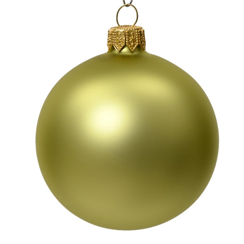 Palline per albero di Natale in vetro decorate color verde pistacchio opaco