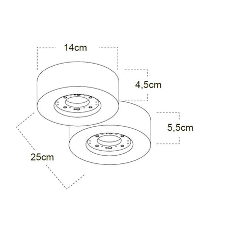 Plafoniera gesso Lampadari Bartalini SGGE 2 GX53 LED IP54 verniciabile moderno