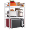 Scaffale Estensibile Porta Microonde 2Ripiani Cucina Metallo Bianco 40-60x30H80cm