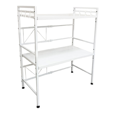 Scaffale Estensibile Porta Microonde 2Ripiani Cucina Metallo Bianco 40-60x30H80cm