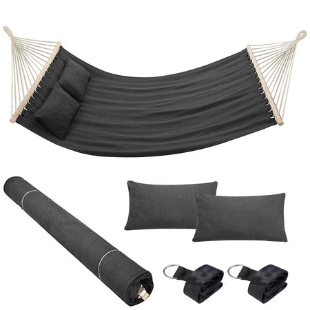 Amaca Giardino e Campeggio 2Posti Legno e Tessuto Pieghevole 345x150cm Antracite