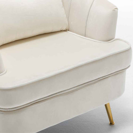 Sedia Poltrona in Tessuto e Metallo con Cuscino Design Elegante Moderno BeigeOro