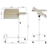 Tavolino Porta PC con 5ruote e Piano Inclinabile Regolabile Altezza 70-92 cm Bianco
