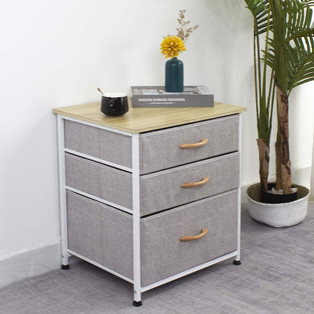 Mobile Cassettiera 3 Cassetti Metallo Legno e Tessuto 50x40 H 50cm Casa Ufficio