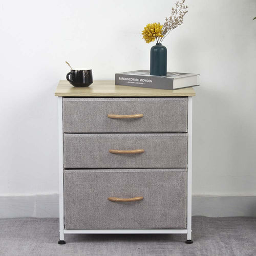 Mobile Cassettiera 3 Cassetti Metallo Legno e Tessuto 50x40 H 50cm Casa Ufficio