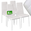 Sedia Moderna 4pz Metallo Verniciato Pelle Ecologica Sala Pranzo Cucina Bianco