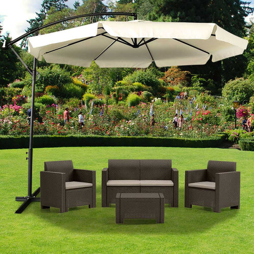 Ombrellone da Giardino Palo laterale 3Mt Ecrù Palo Alluminio e Manovella