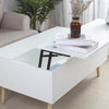 Tavolino da Salotto con Vano Contenitore in Legno 100x60x45cm Moderno Bianco
