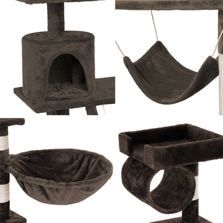 Albero Tiragraffi Gatti Giochi Cuccia Amaca Graffiatoio 74.5x40 H142cm Marrone