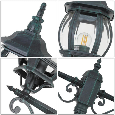 Lampione da Giardino 56x56 H 202 cm Stile Vittoriano Classico 2 x E27 Verde Bronzo