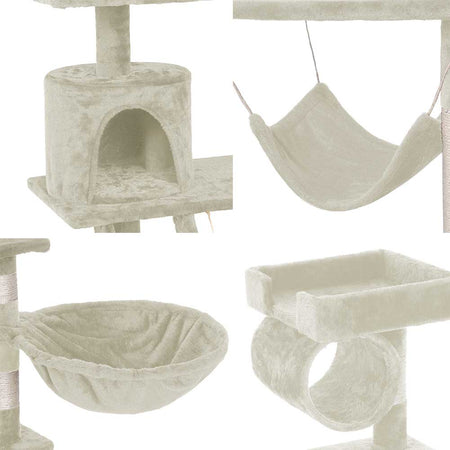 Albero Tiragraffi Gatti Giochi Cuccia Amaca Graffiatoio 74.5x40 H142cm Beige