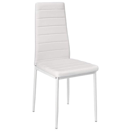 Sedia Moderna 4pz Metallo Verniciato Pelle Ecologica Sala Pranzo Cucina Bianco