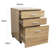 Cassettiera da Ufficio Scrivania in Legno MDF 3 Cassetti 46x45 H64cm Quercia