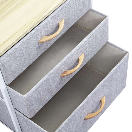 Mobile Cassettiera 3 Cassetti Metallo Legno e Tessuto 50x40 H 50cm Casa Ufficio
