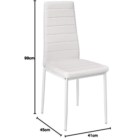 Sedia Moderna 4pz Metallo Verniciato Pelle Ecologica Sala Pranzo Cucina Bianco