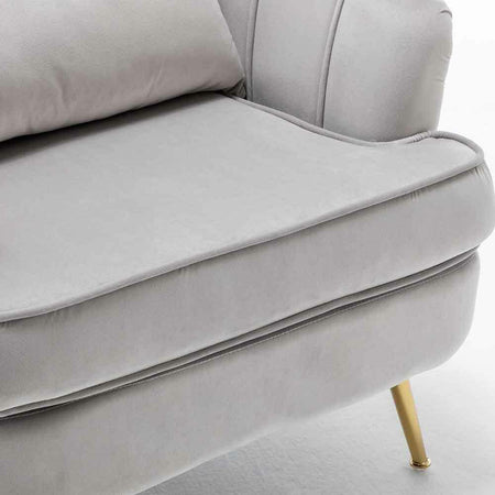 Sedia Poltrona in Tessuto e Metallo con Cuscino Design Elegante Moderno GrigioOro
