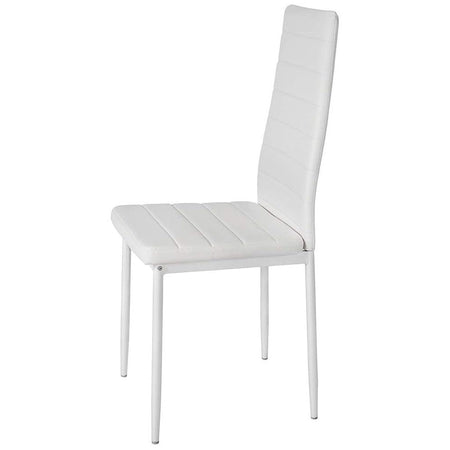 Sedia Moderna 4pz Metallo Verniciato Pelle Ecologica Sala Pranzo Cucina Bianco