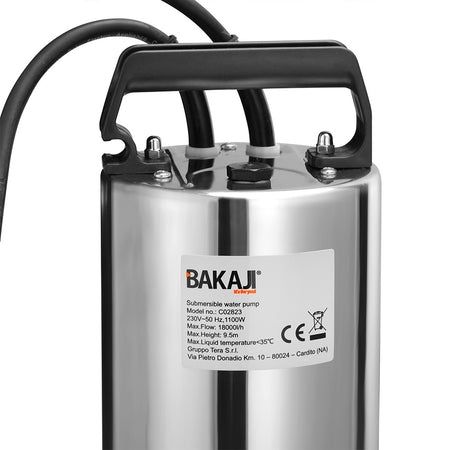 Pompa Immersione Sommersa Acque Scure Sporche 1100W 18000 L/H cavo 10mt