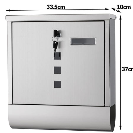 Cassetta Porta Posta Acciaio Antiruggine 37x33.5x10 cm 2 Chiavi Porta Giornale