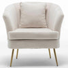 Sedia Poltrona in Tessuto e Metallo con Cuscino Design Elegante Moderno BeigeOro