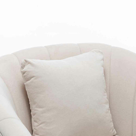 Sedia Poltrona in Tessuto e Metallo con Cuscino Design Elegante Moderno BeigeOro