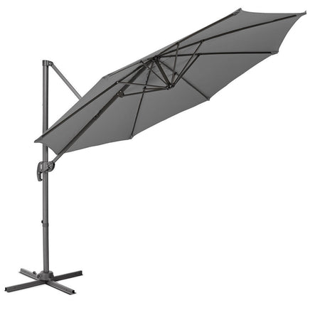 Ombrellone Alluminio Palo Decentrato da Giardino 3MT 8 stecche Grigio Manovella