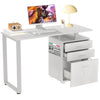 Scrivania in Legno con Cassettiera integrata Porta Pc Computer 120x50cm Bianco Frass
